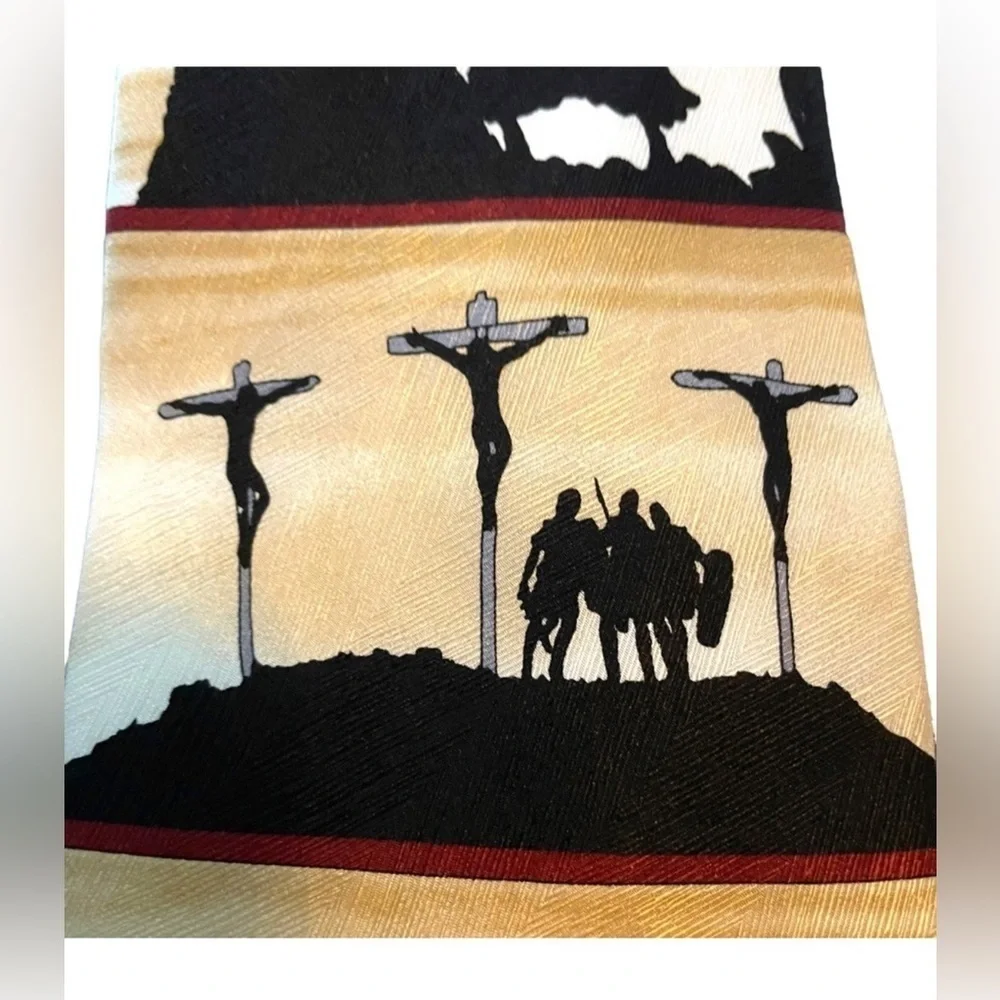 100% Silk Tie Showing the Story of the Crucifixion by Eagles Wings